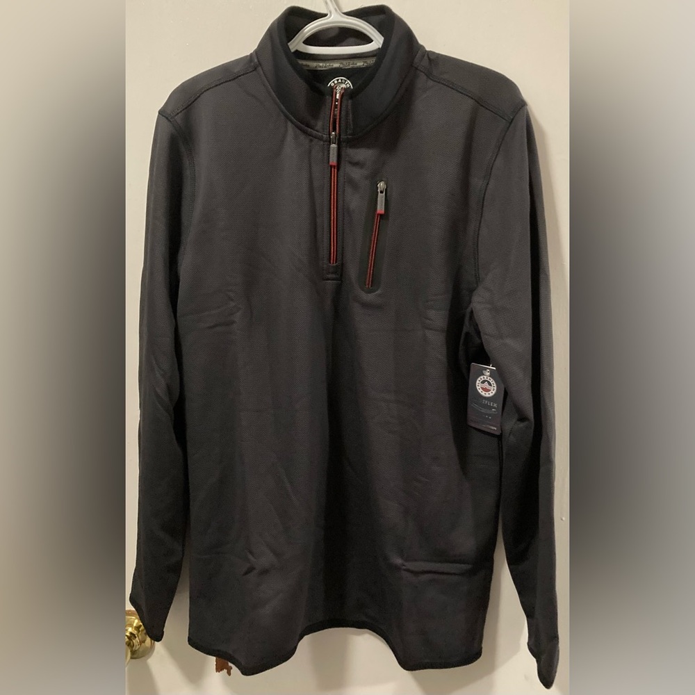 Flag & Anthem Men’s Charcoal Quarter-Zip Pullover Red Accents Activewear Medium